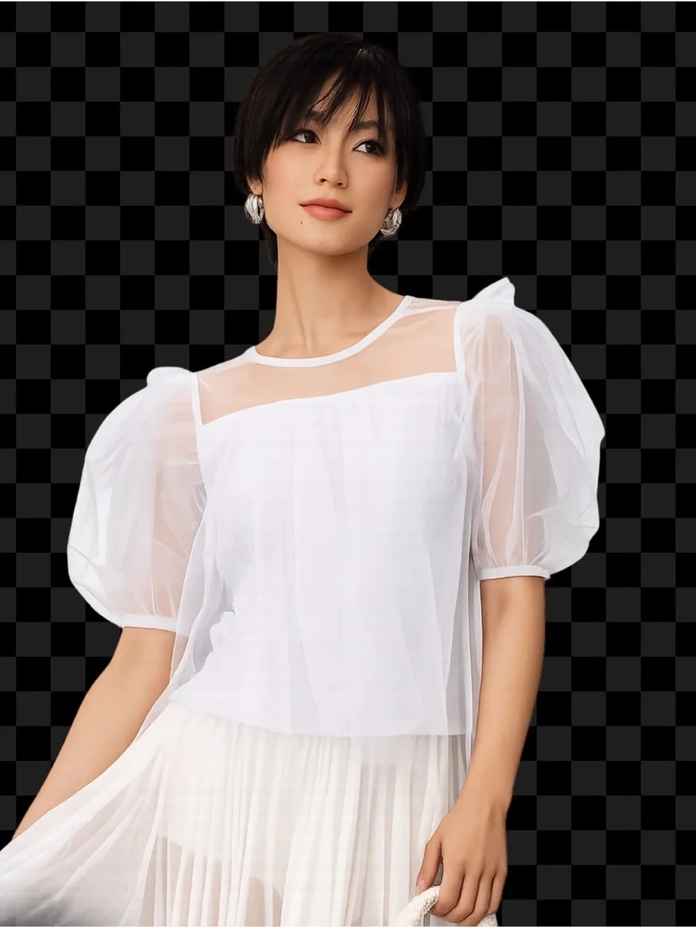 Anthropologie Sheer Puff - Sleeve Top Sz M -NWT